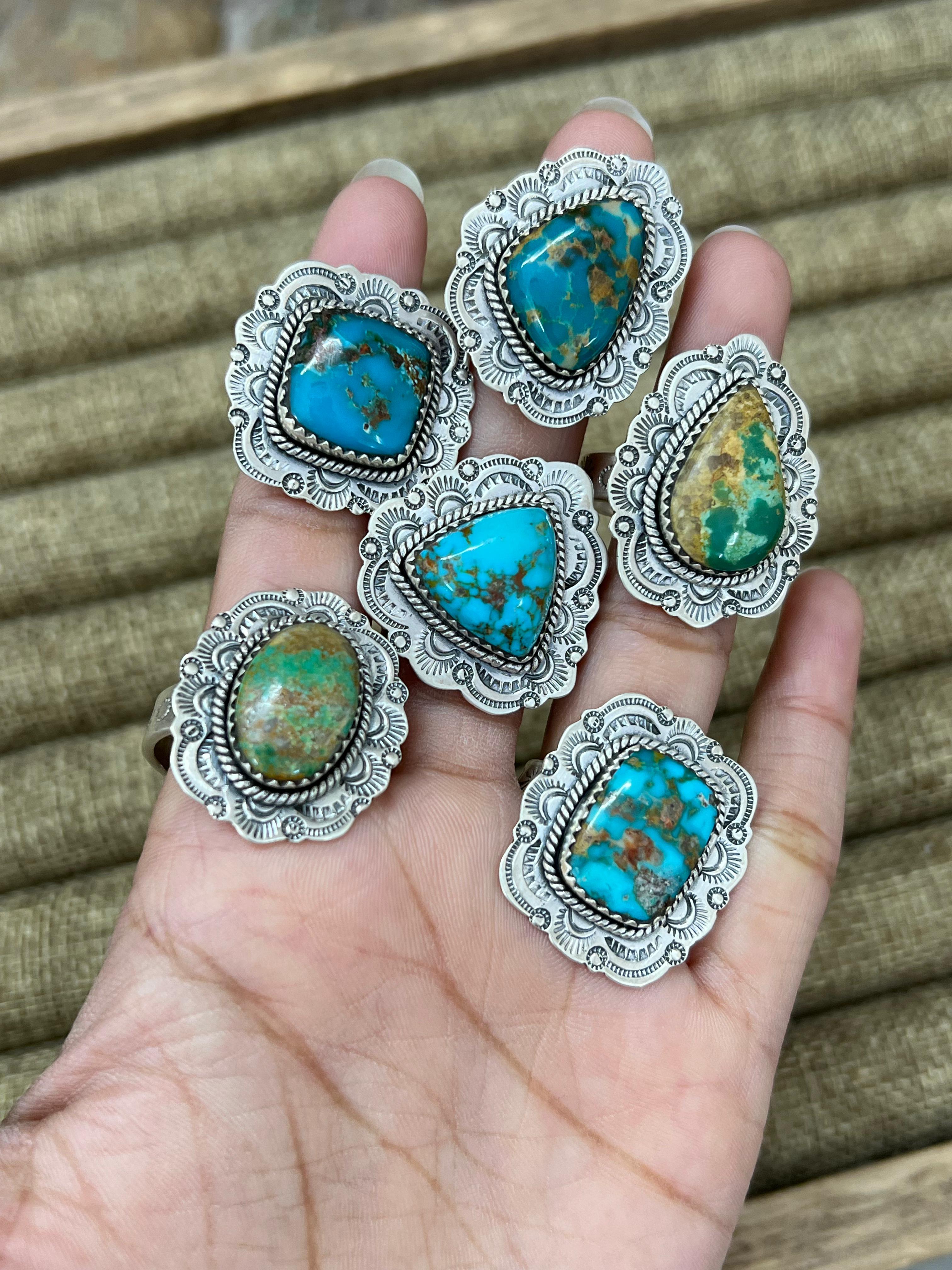 Handmade Sterling Silver Hardy Pit Adjustable Ring with Signed Nizhoni