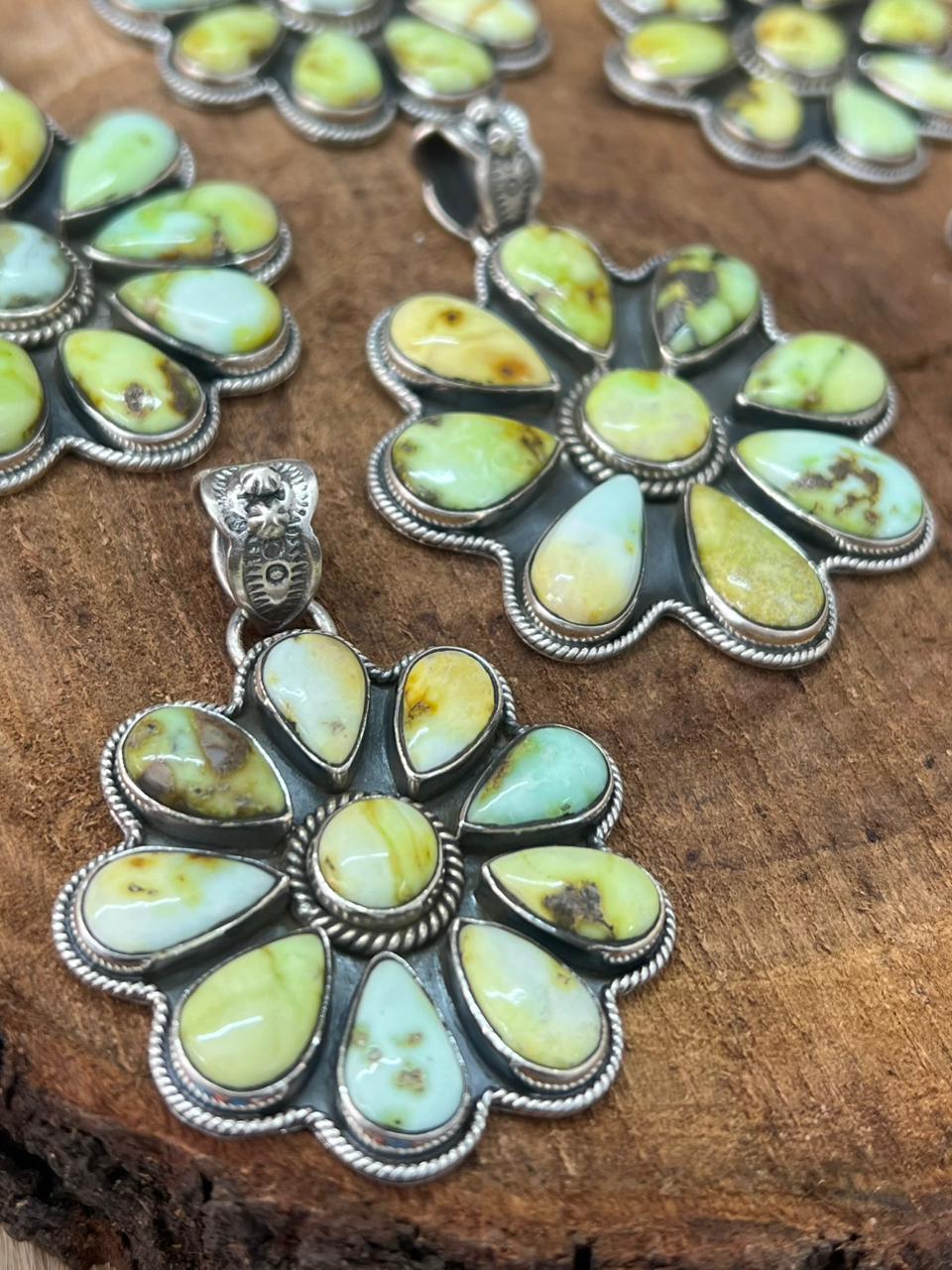 Handmade Sterling Silver Palomino Turquoise Pendant "Signed Nizhoni"