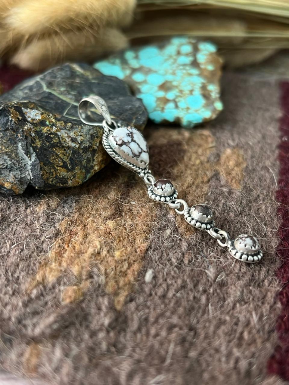 Handmade Sterling Silver Wildhorse Magnesite Pendant "Signed Nizhoni"