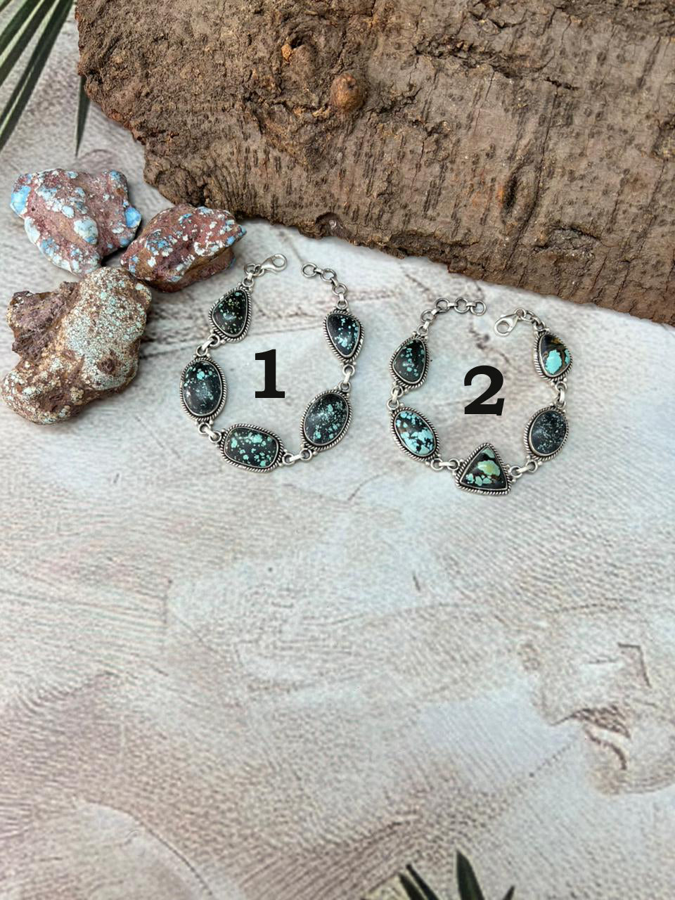 Handmade Sterling Silver Lander Turquoise Chain Bracelet with Signed Nizhoni