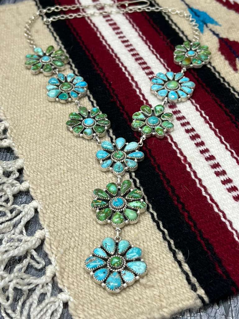 Handmade Sterling Silver Sonoran with White Water Turquoise Necklace with Signed Nizhoni (2)