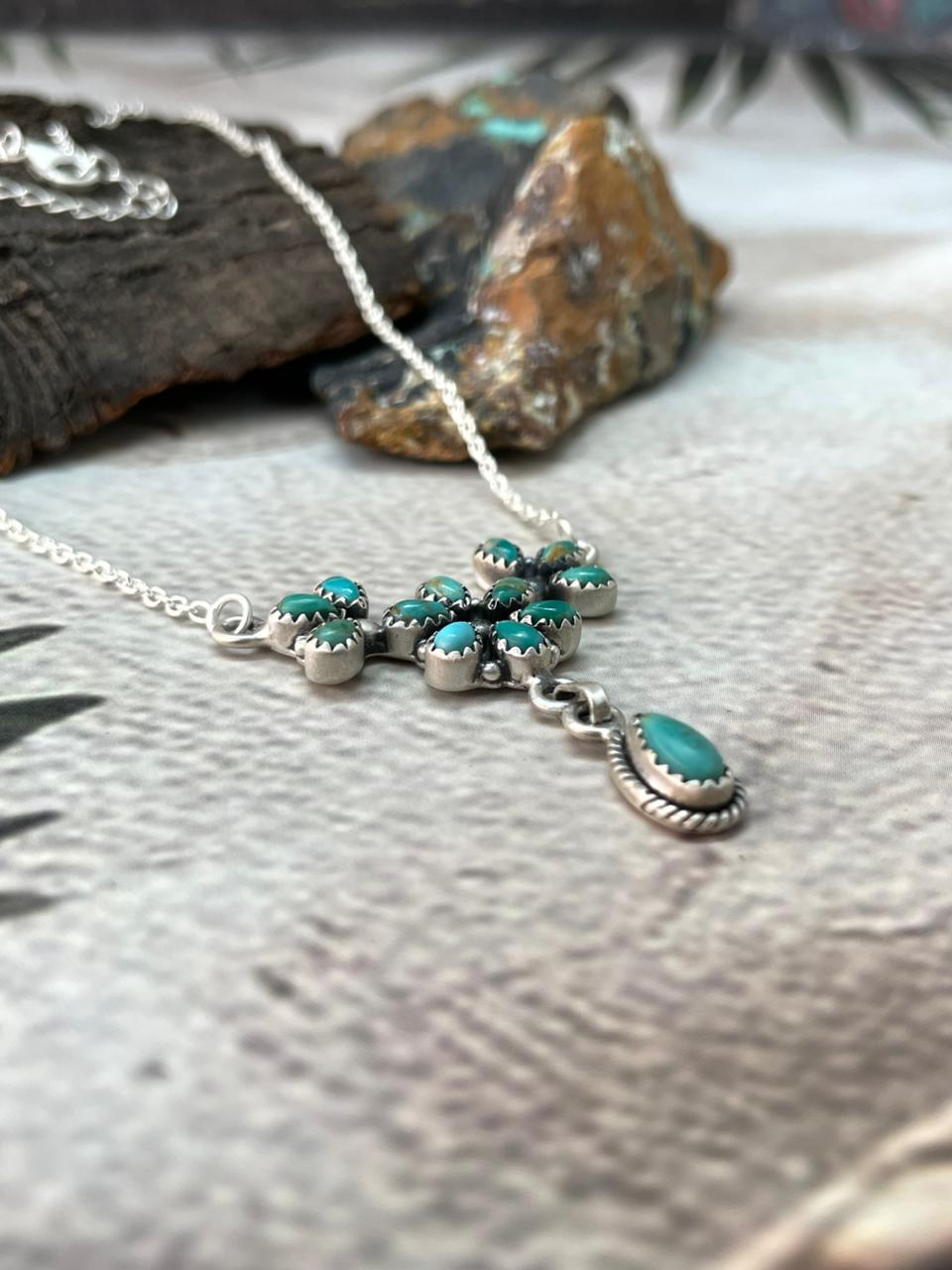 Handmade Sterling Silver Kingman Turquoise Necklace "Signed Nizhoni"