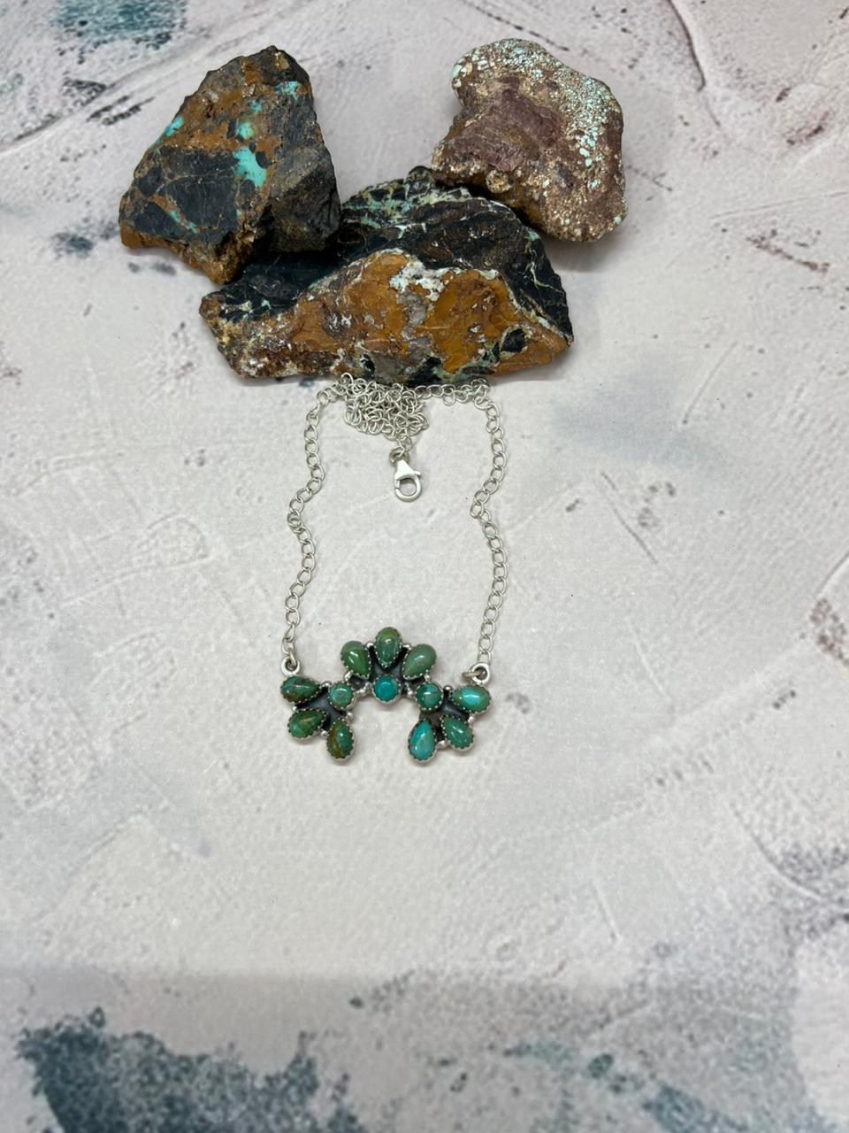 Handmade Sterling Silver Kingman Turquoise Necklace "Signed Nizhoni"