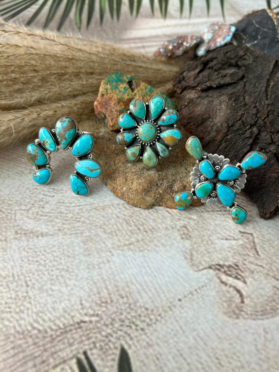 Handmade Sterling Silver Santa Maria Turquoise Adjustable Ring "Signed Nizhoni"
