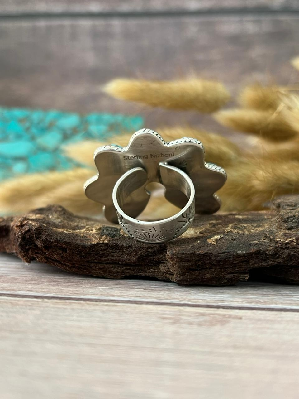 Handmade Sterling Silver Mint Dahlia Collection: Adjustable Naja Ring "Signed Nizhoni" (4)