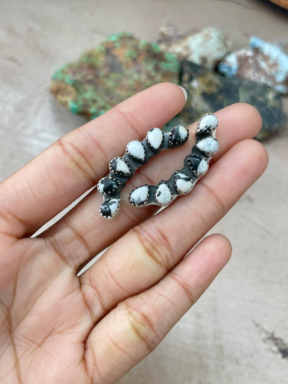 Handmade Sterling Silver White Buffalo Adjustable Ring "Signed Nizhoni"