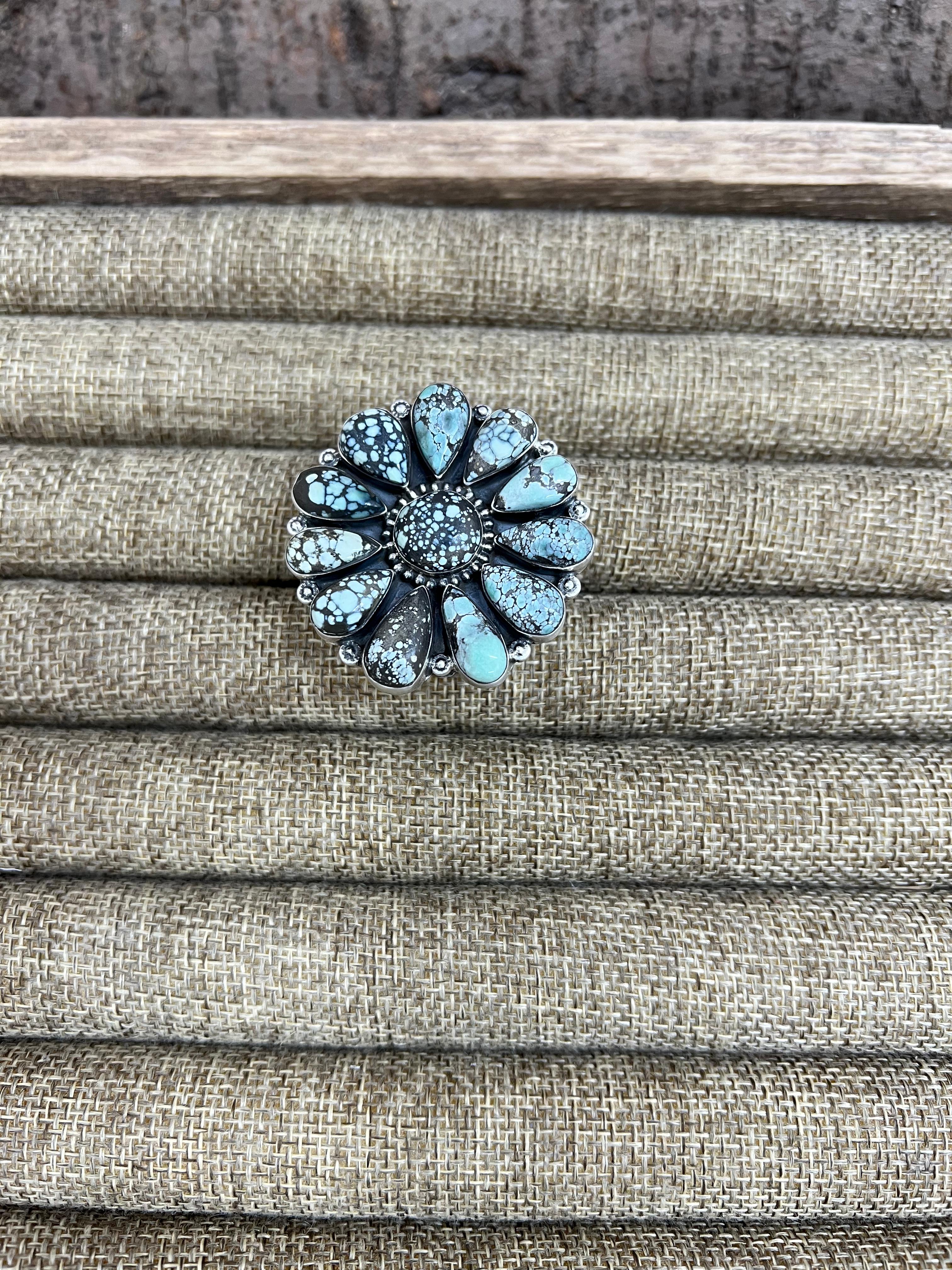 Handmade Sterling Silver Starfox Variscite Adjustable Ring Signed Nizhoni