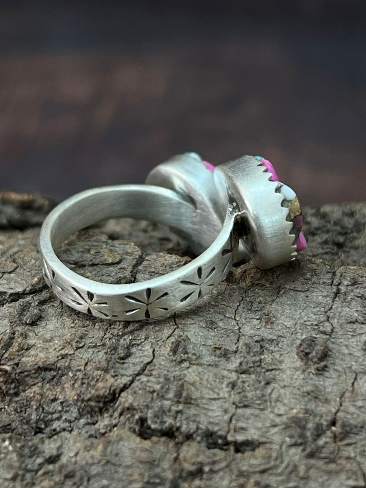 Handmade Sterling Silver Cotton Candy Adjustable Ring "Signed Nizhoni"