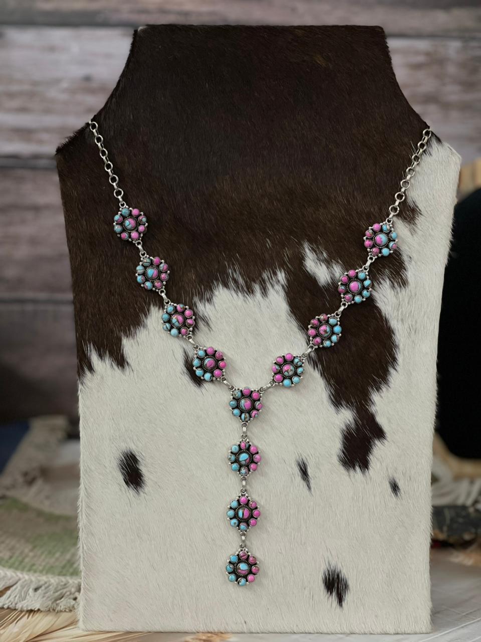 Handmade Sterling Silver Cotton Candy Lariat Necklace "Signed Nizhoni"