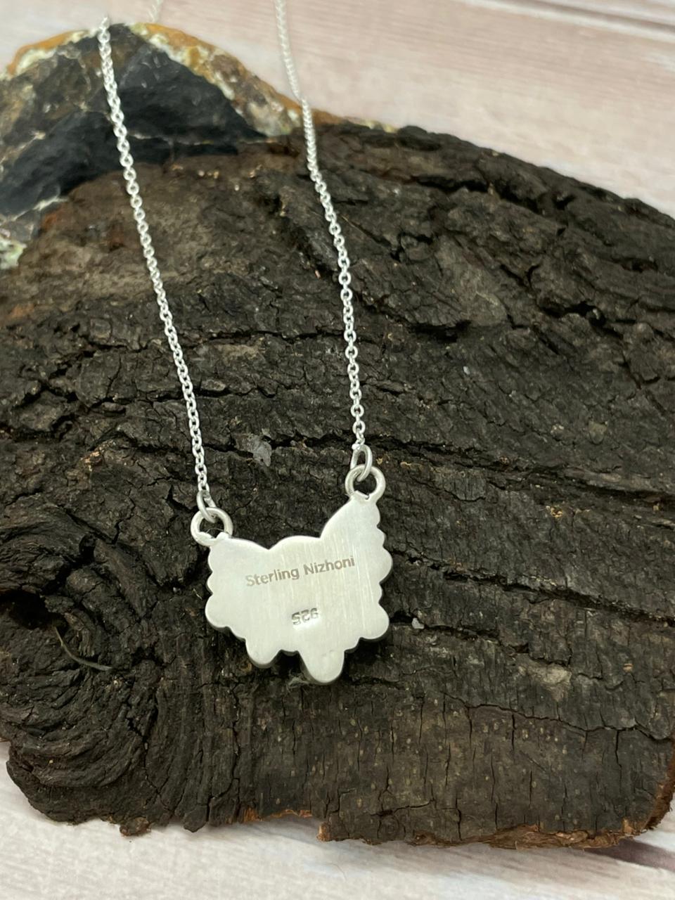 Handmade Sterling Silver Palomino Turquoise Necklace "Signed Nizhoni"