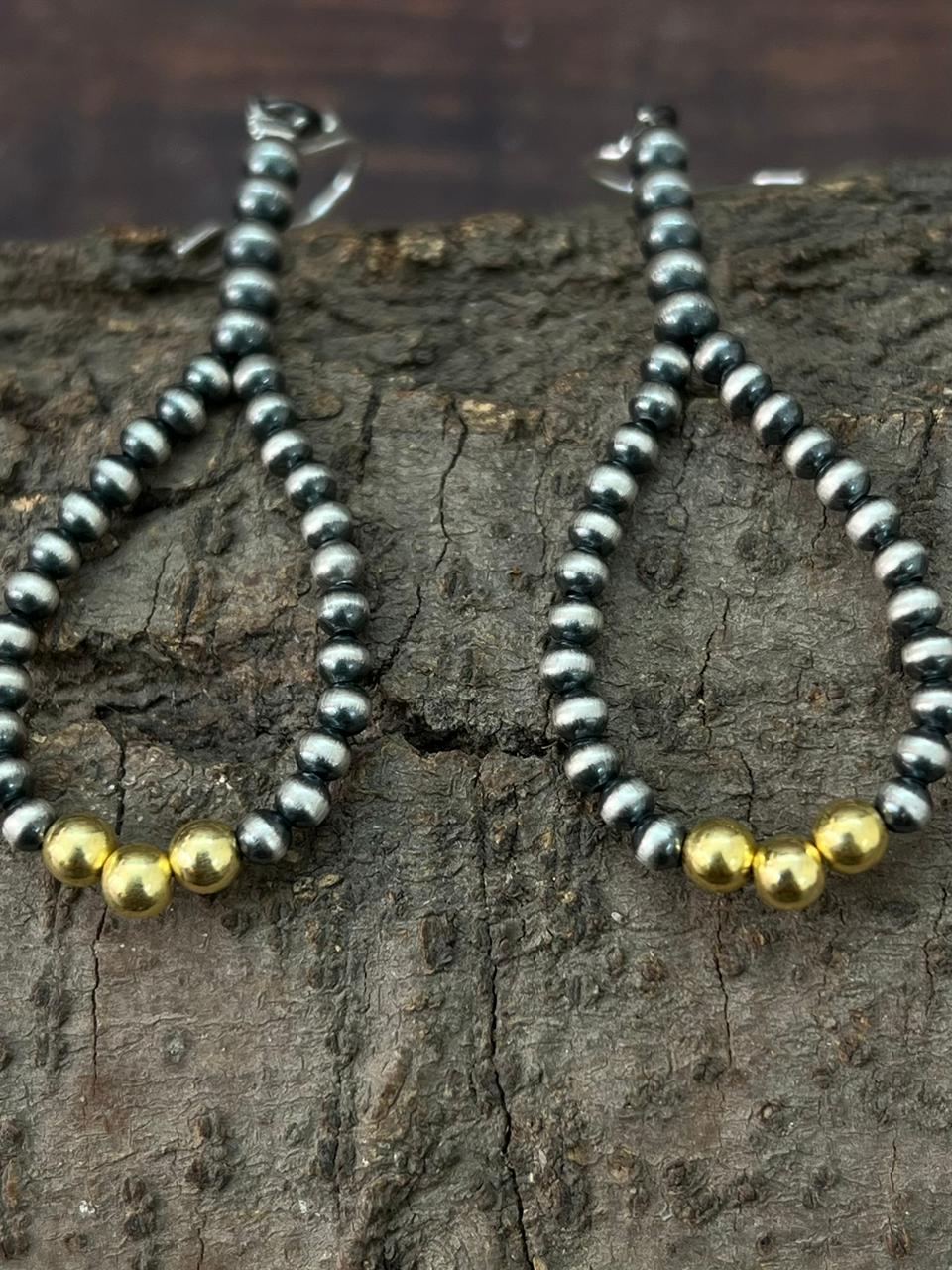 Handmade Sterling Silver Beaded Hook Dangle Earrings