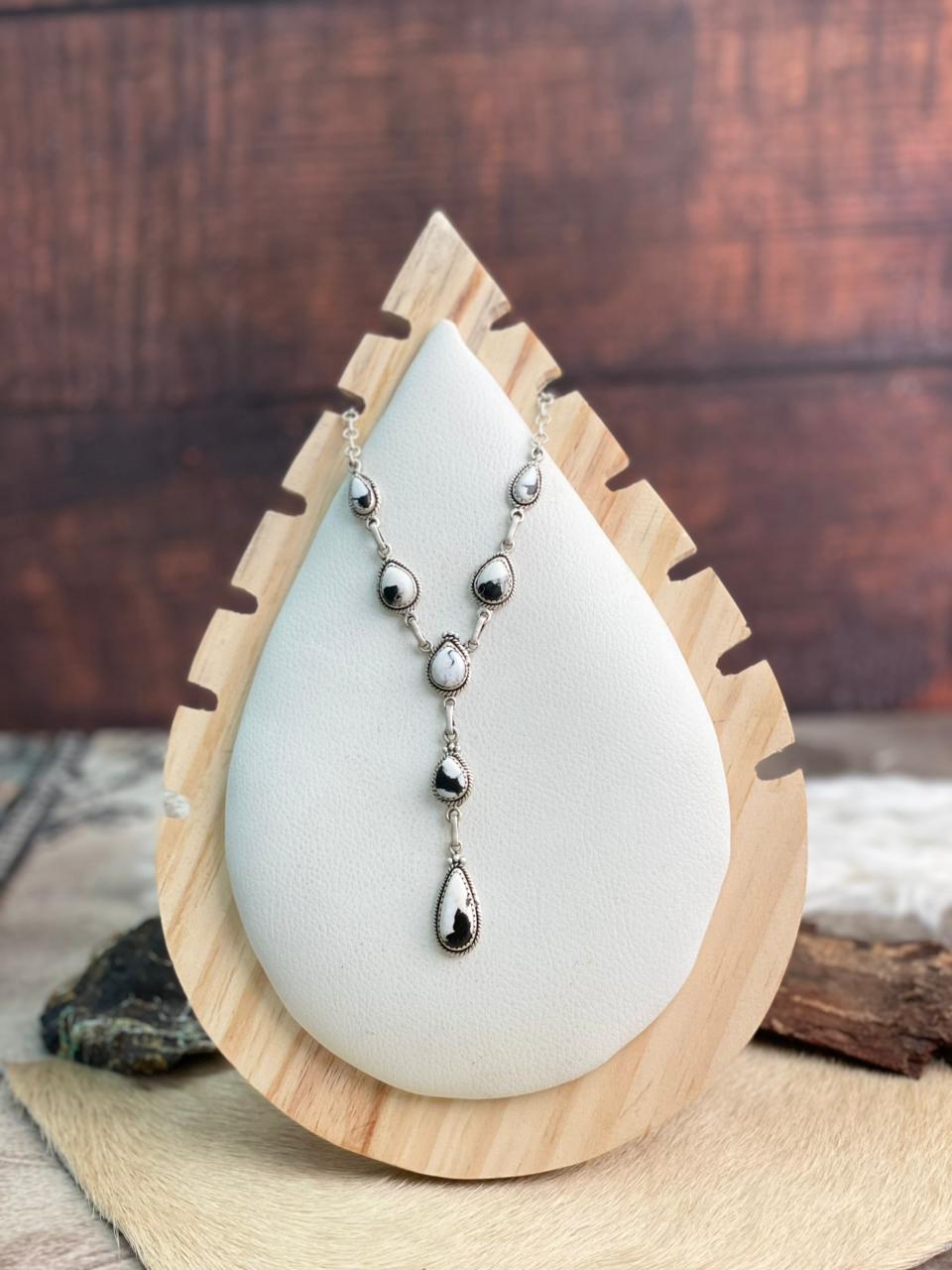 Handmade Sterling Silver White Buffalo Necklace "Signed Nizhoni"