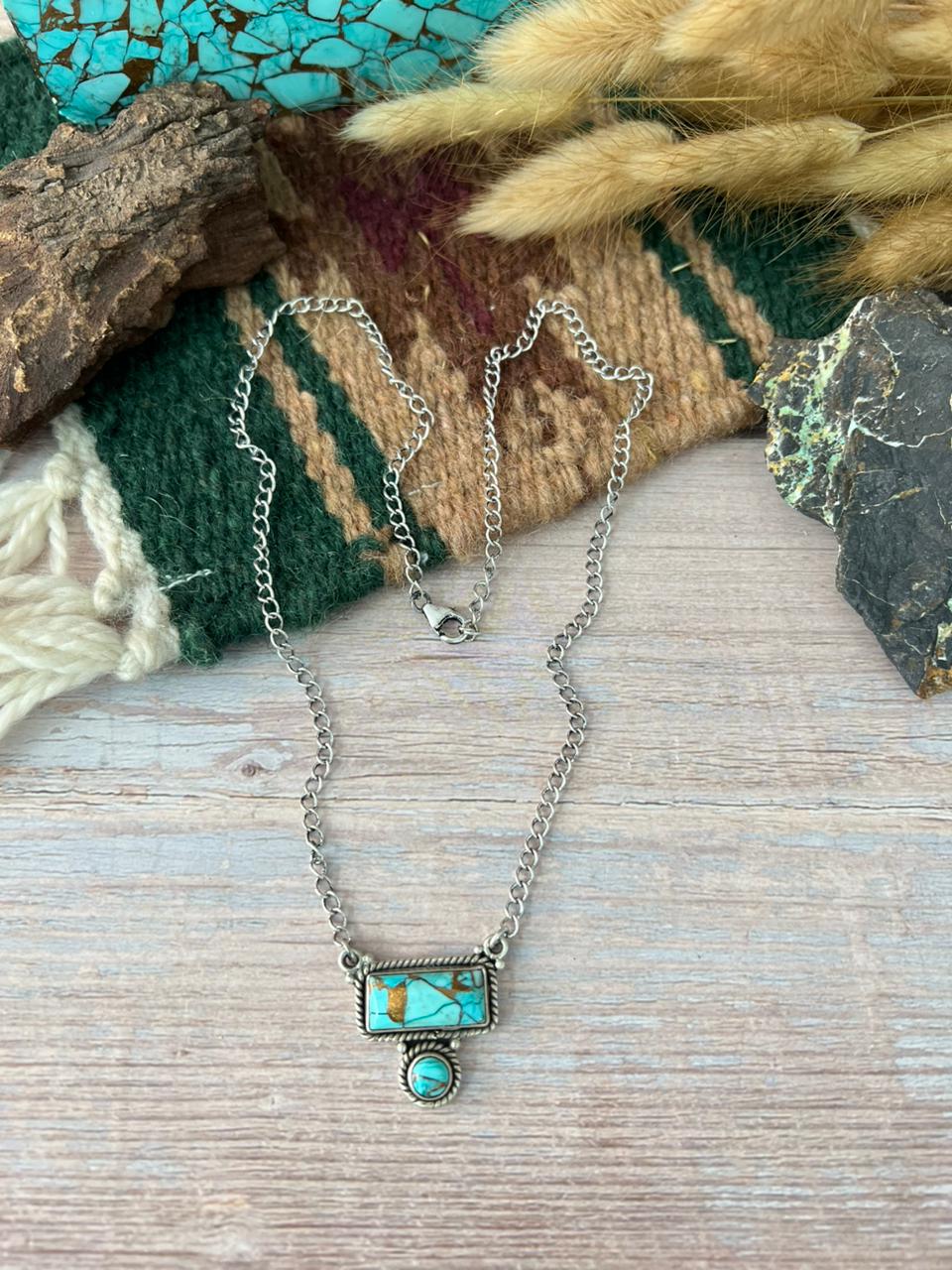 Handmade Sterling Silver Mint Dahlia Collection: Necklace "Signed Nizhoni"