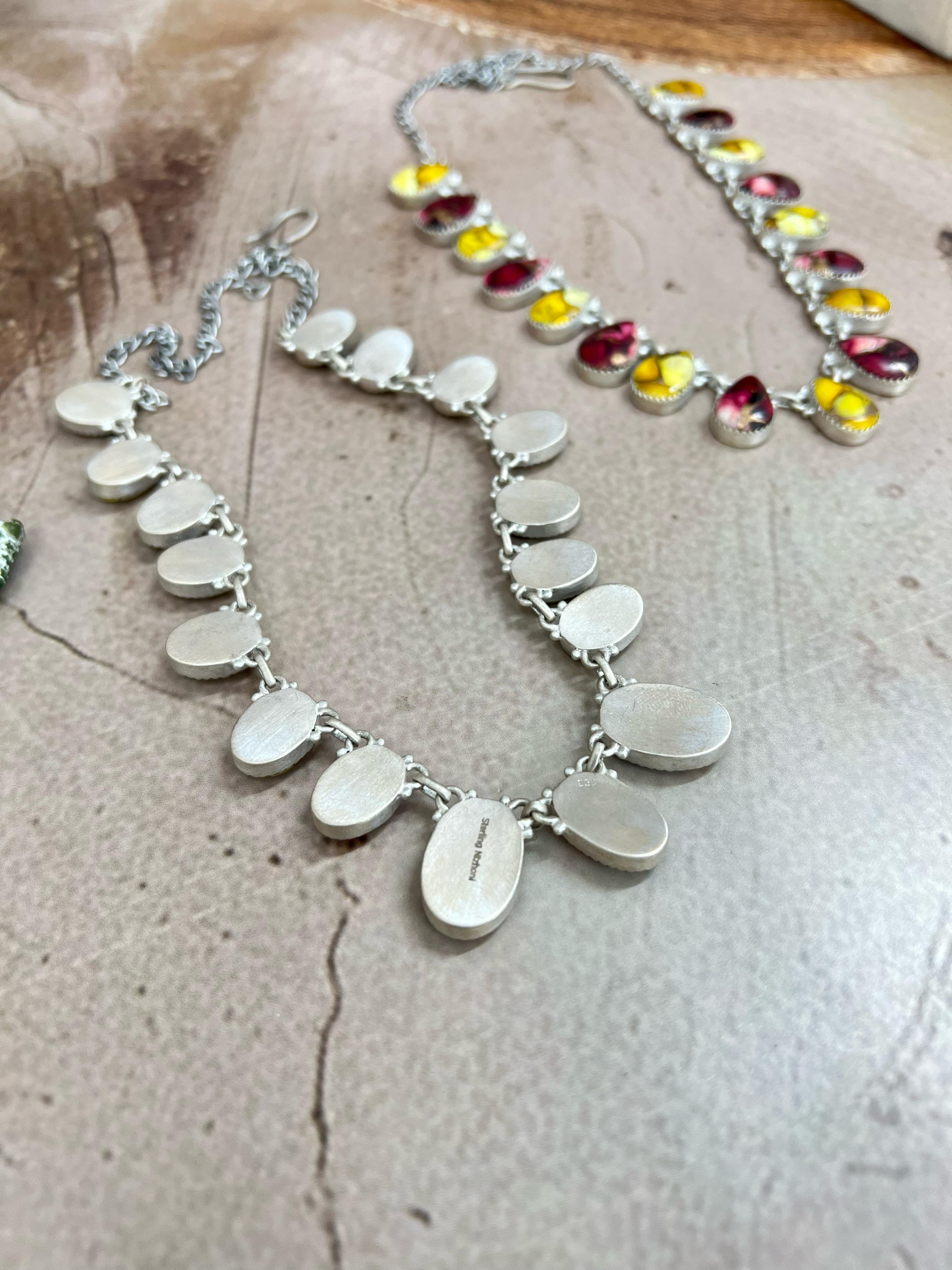 Handmade Sterling Silver Honey Dahlia with Dahlia Rose Necklace with Signed Nizhoni (1)