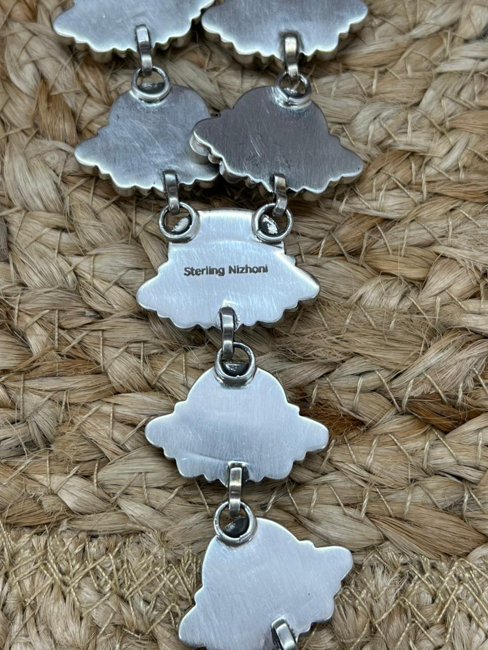 Handmade Sterling Silver Golden Hills with White Collection Necklace "Signed Nizhoni"