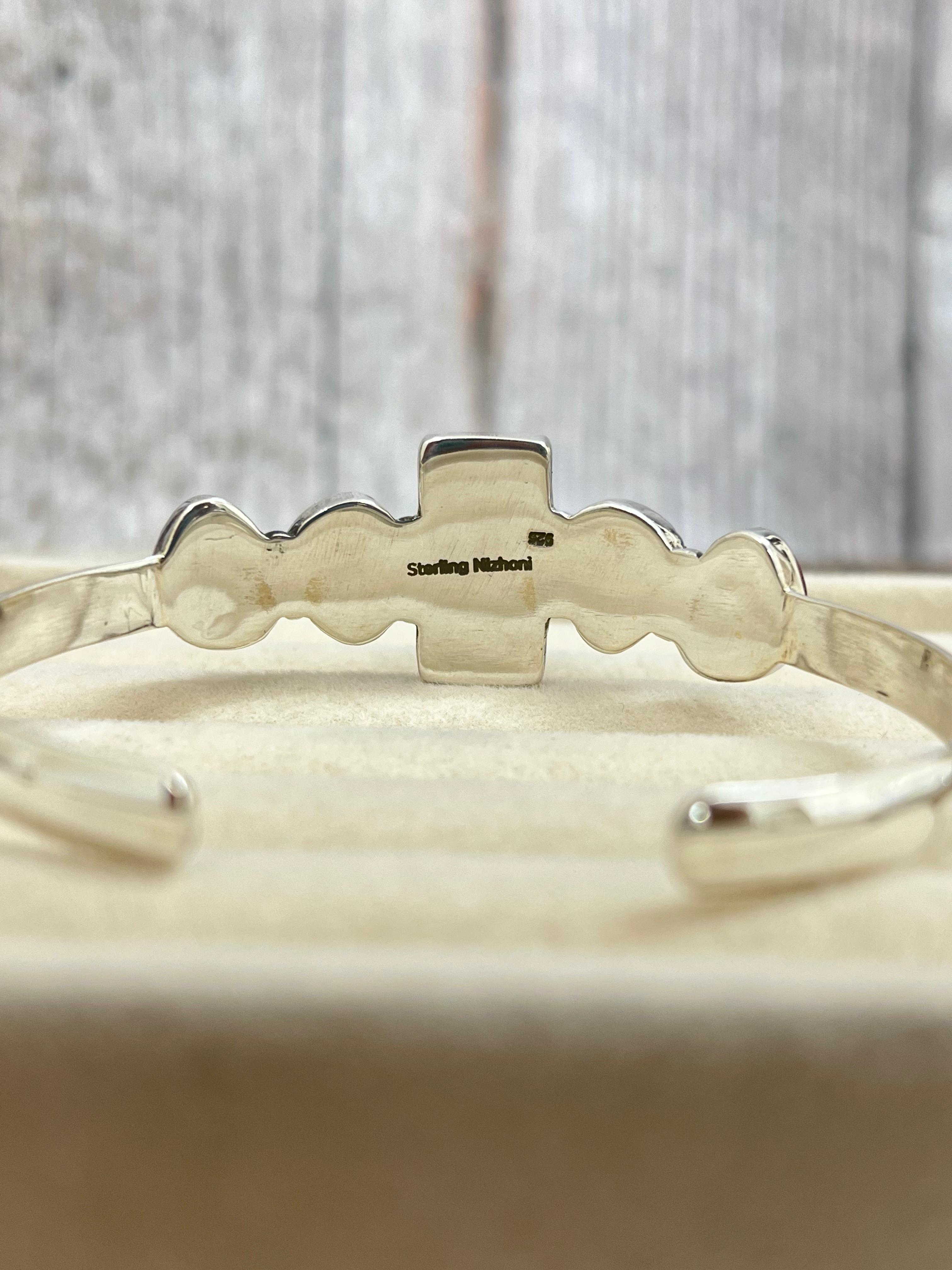 Handmade Sterling Silver Rose Dahlia with Druzy Bracelet with Signed Nizhoni