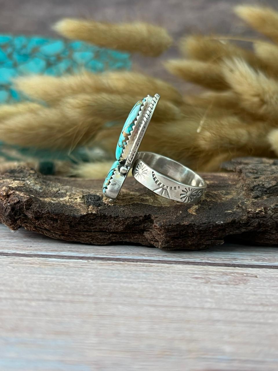 Handmade Sterling Silver Mint Dahlia Collection: Adjustable Ring "Signed Nizhoni" (8)