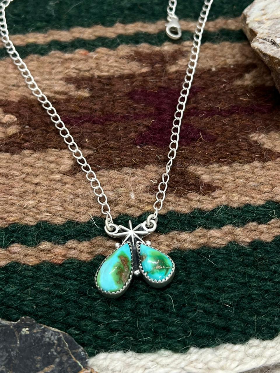 Handmade Sterling Silver Sonoran Mountain Turquoise Necklace "Signed Nizhoni"