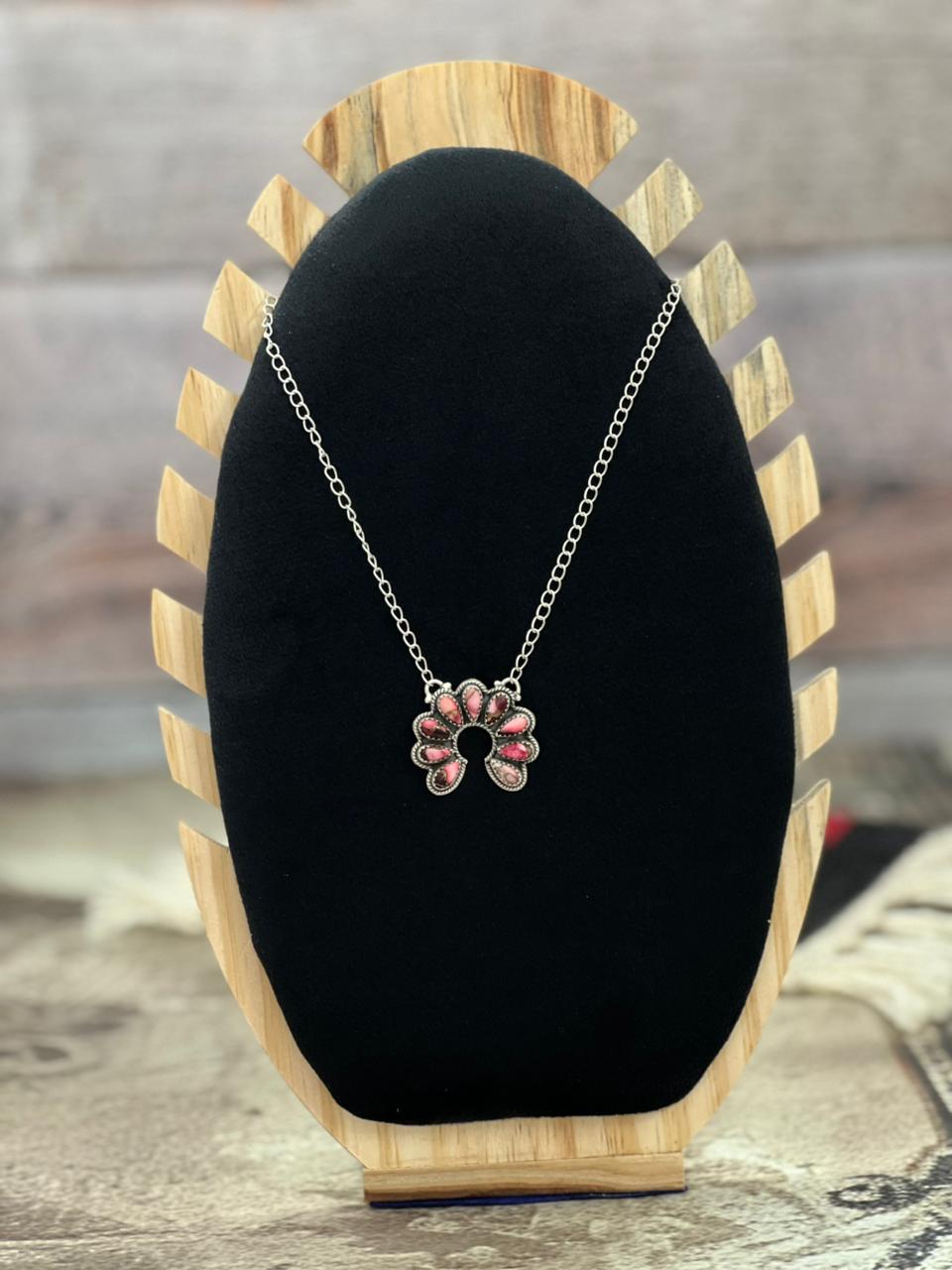 Handmade Sterling Silver Dahlia Rose Naja Necklace "Signed Nizhoni"