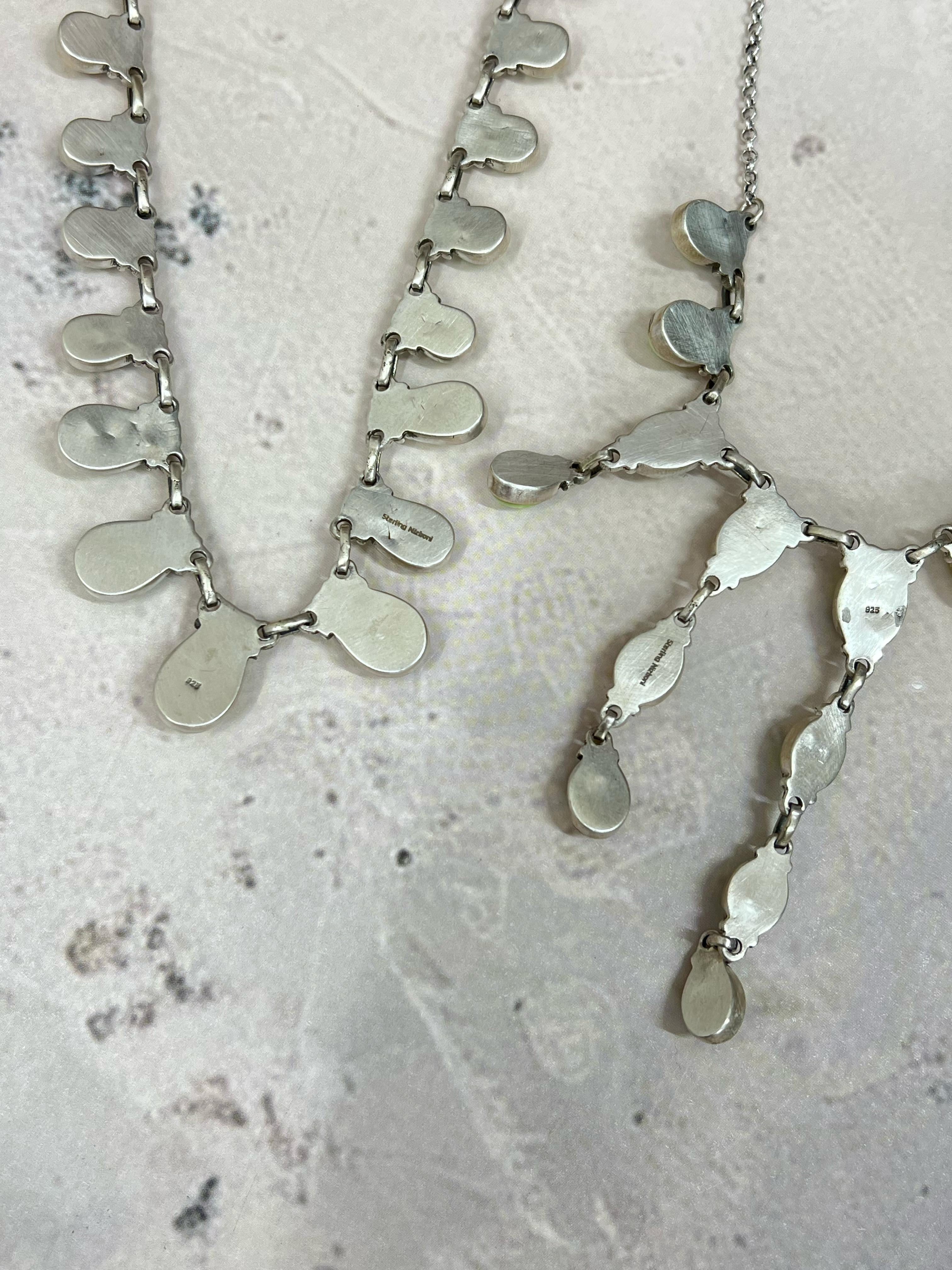 Handmade Sterling Silver Palomino Turquoise Necklace with Signed Nizhoni