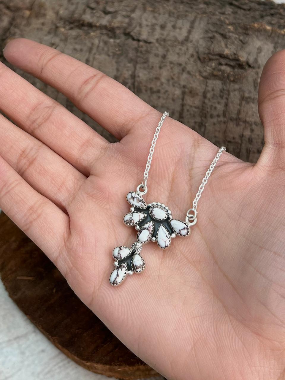 Handmade Sterling Silver Wildhorse Magnesite Necklace "Signed Nizhoni"