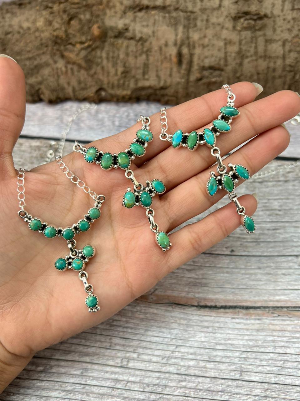 Handmade Sterling Silver Kingman Turquoise Necklace "Signed Nizhoni"