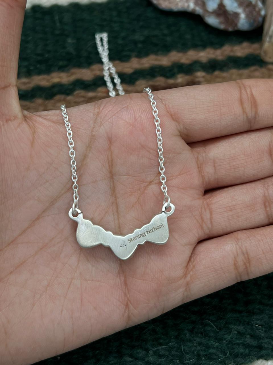 Handmade Sterling Silver Wild Horse Magnesite Necklace "Signed Nizhoni"