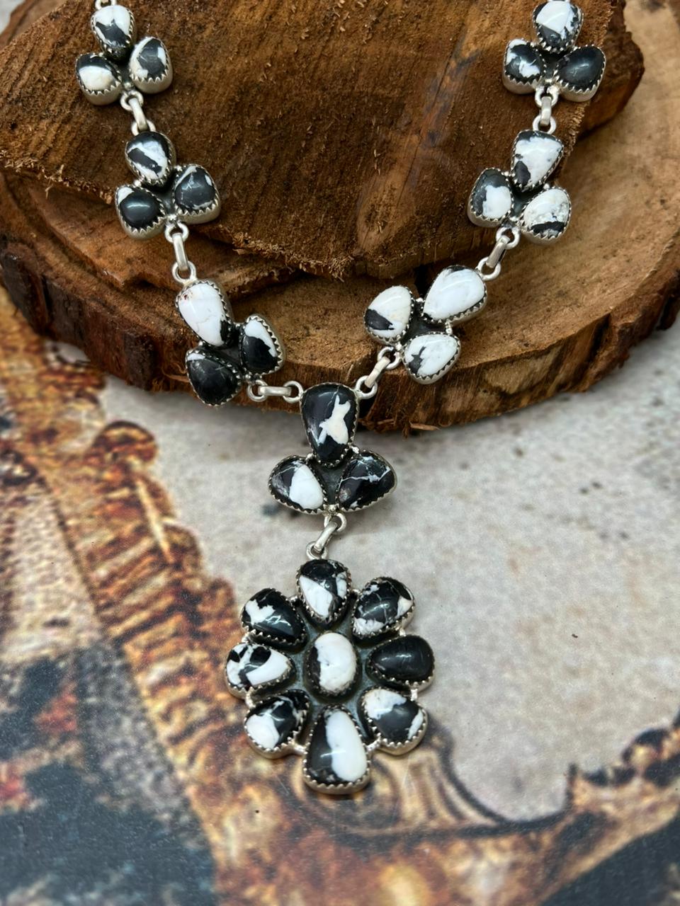 Handmade Sterling Silver White Buffalo Necklace "Signed Nizhoni" (3)