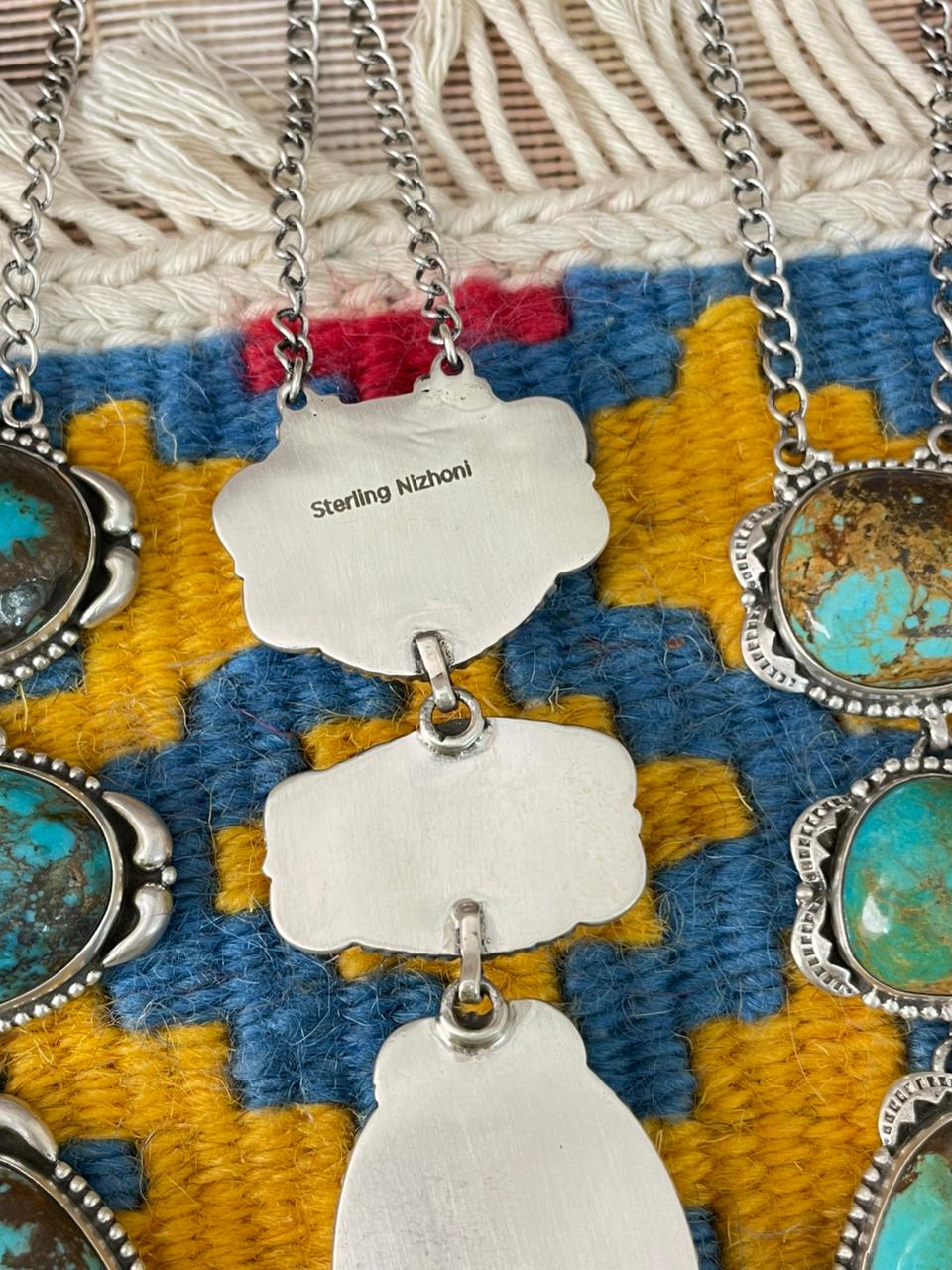 Handmade Sterling Silver Royston Turquoise Necklace "Signed Nizhoni"
