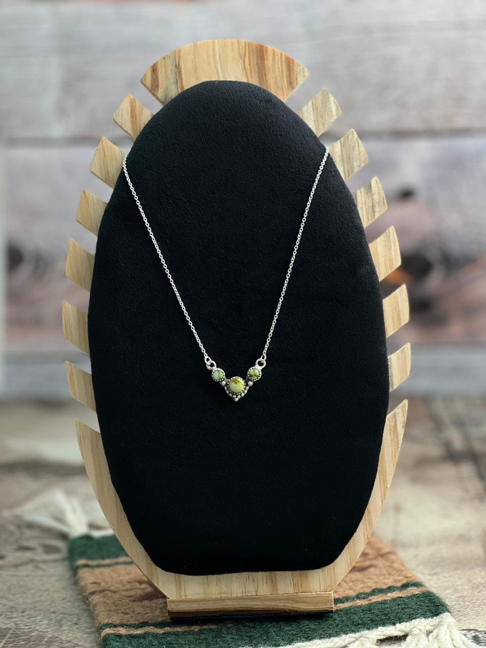 Handmade Sterling Silver Palomino Turquoise Necklace "Signed Nizhoni"