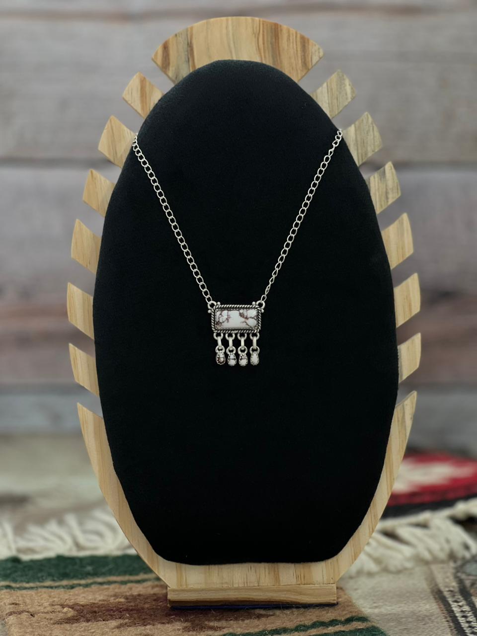 Handmade Sterling Silver Wild Horse Magnesite Necklace "Signed Nizhoni"