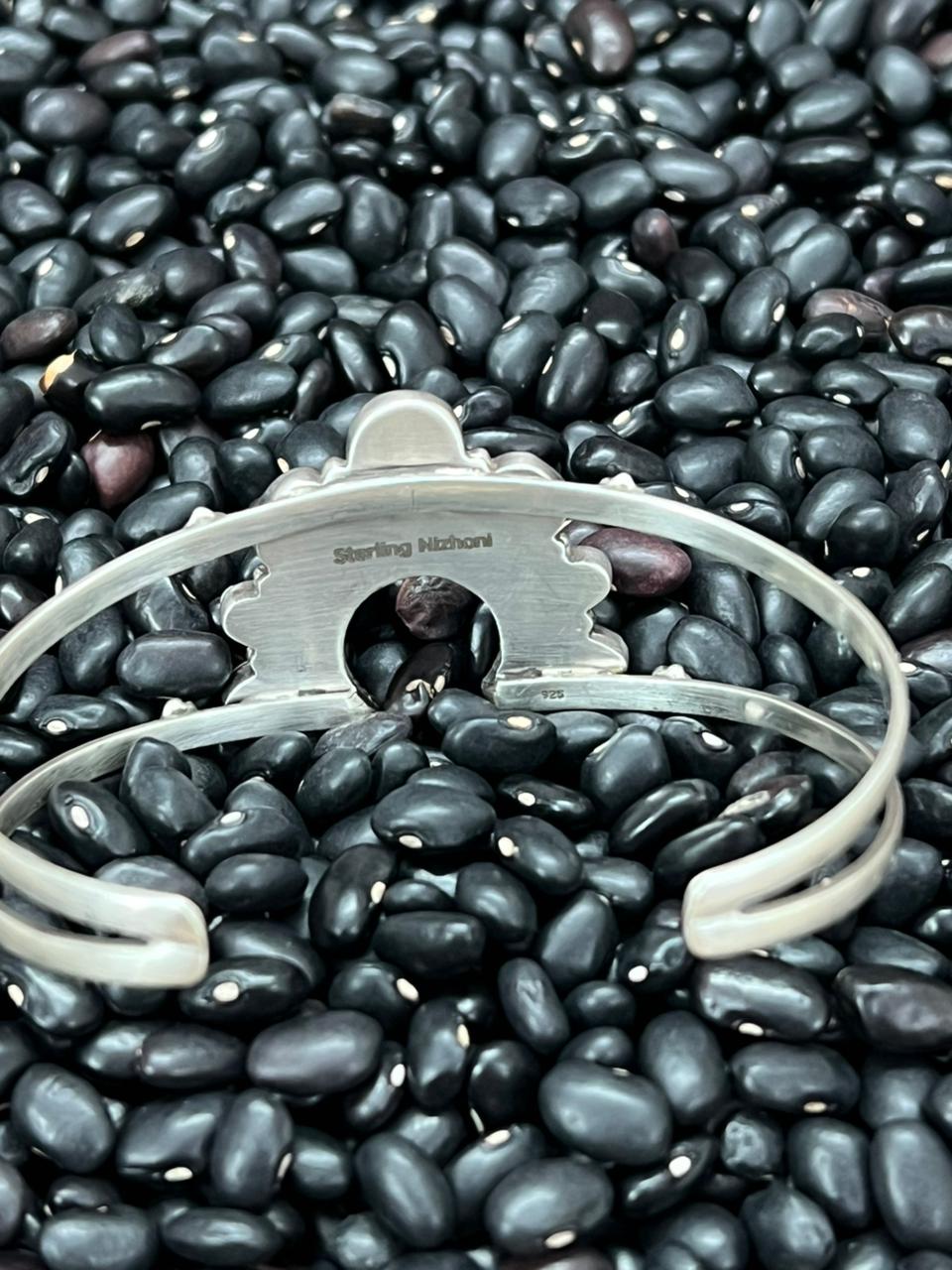 Handmade Sterling Silver Golden Hills with White Collection Bracelet "Signed Nizhoni"