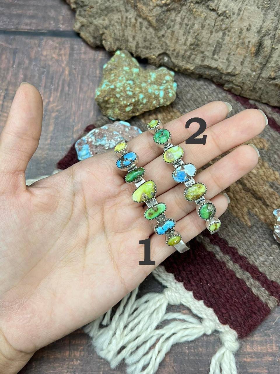 Handmade Sterling Silver Palomino with Golden Hills and Sonoran Turquoise Bracelet "Signed Nizhoni"