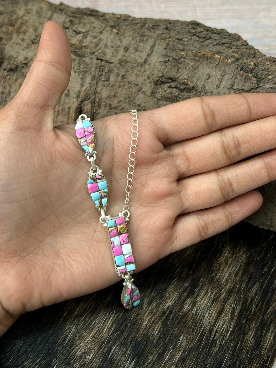 Handmade Sterling Silver Cotton Candy Necklace "Signed Nizhoni"