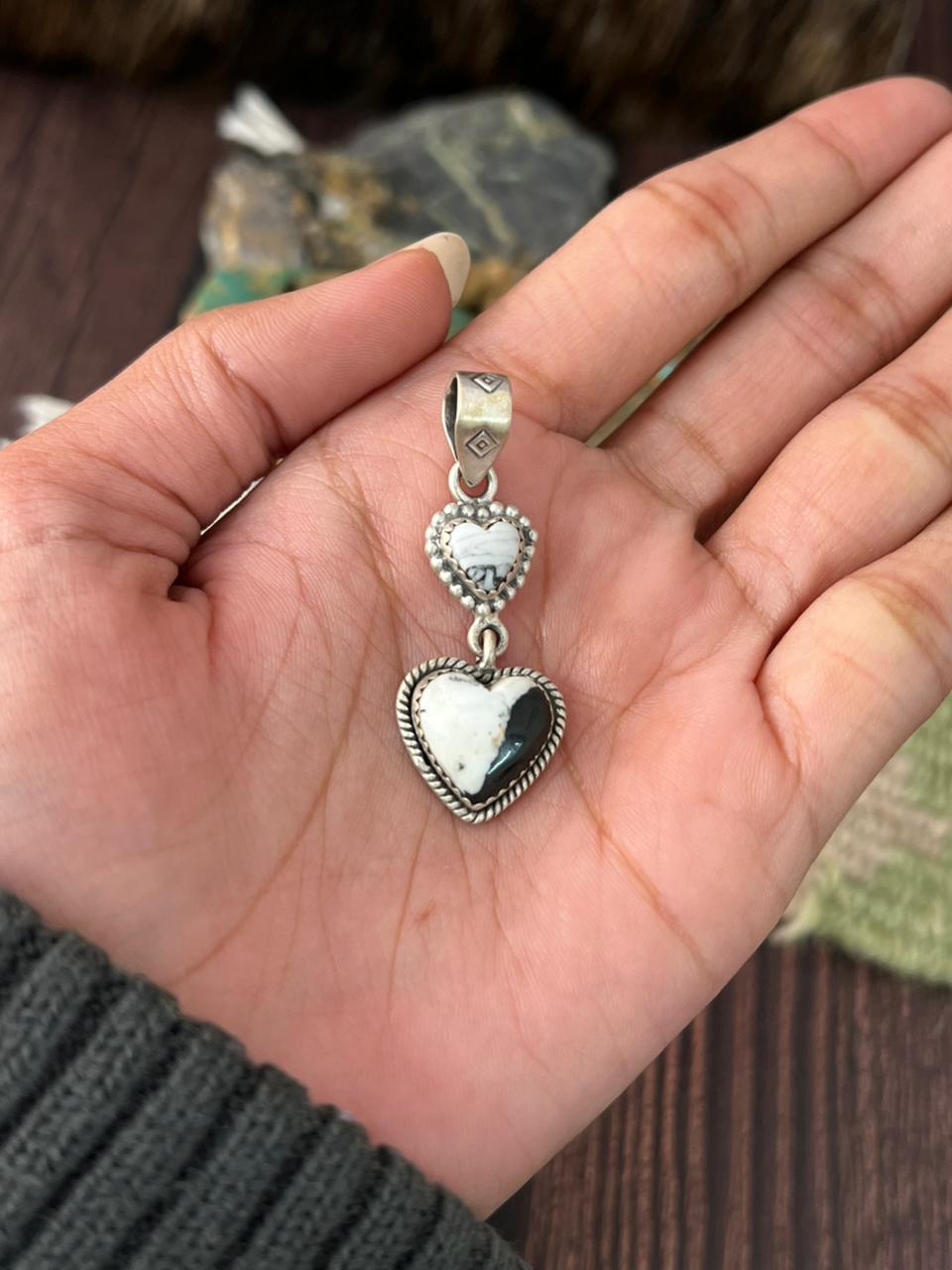 Handmade Sterling Silver White Buffalo Pendant "Signed Nizhoni"