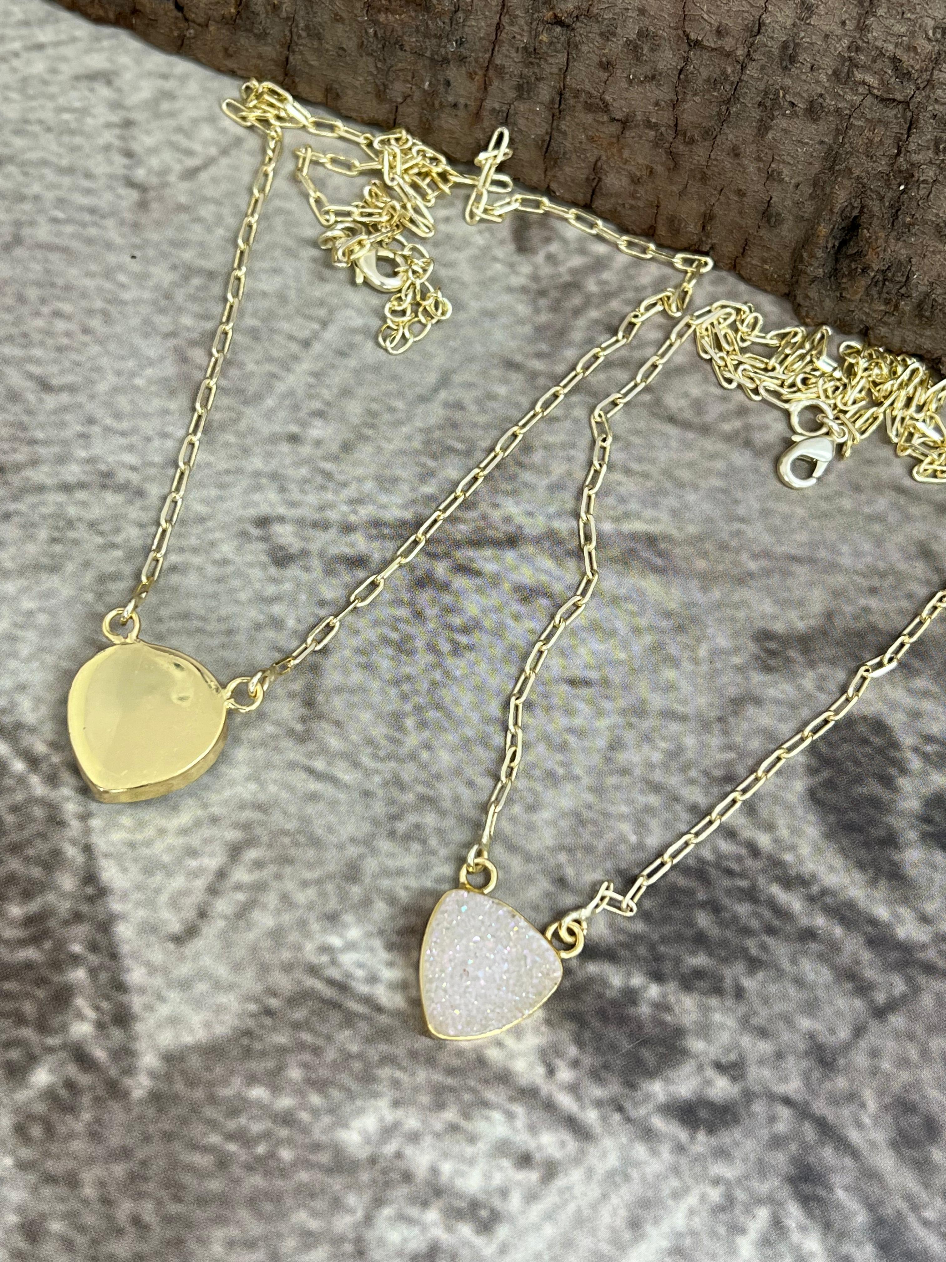 “The Boho Collection” Handmade Natural White Druzy Necklace 2 Styles