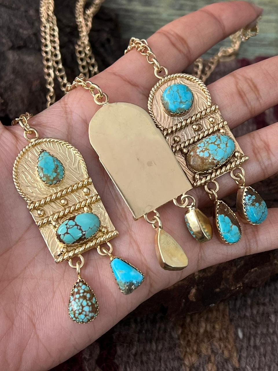 “The Golden Collection” Handmade Number 8 Turquoise with Gold Necklace