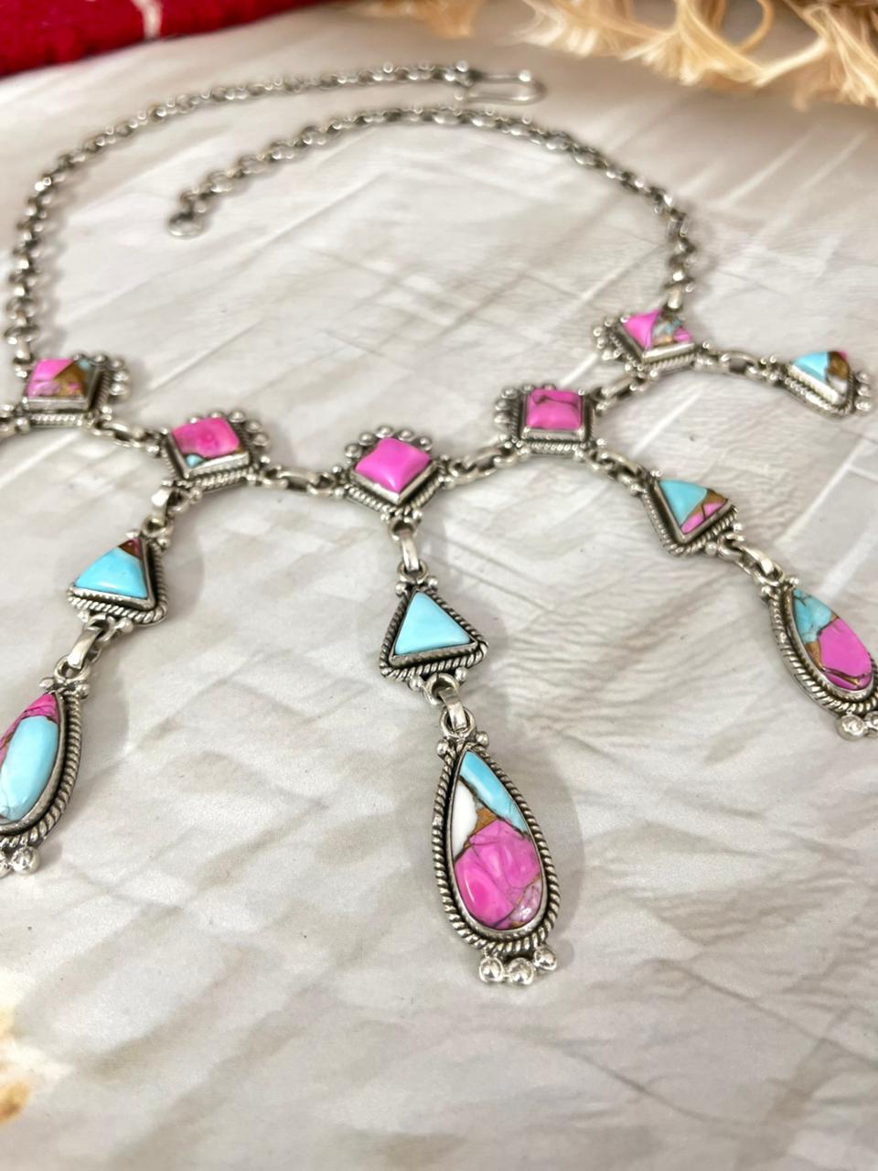 Handmade Sterling Silver Cotton Candy Choker Necklace "Signed Nizhoni"