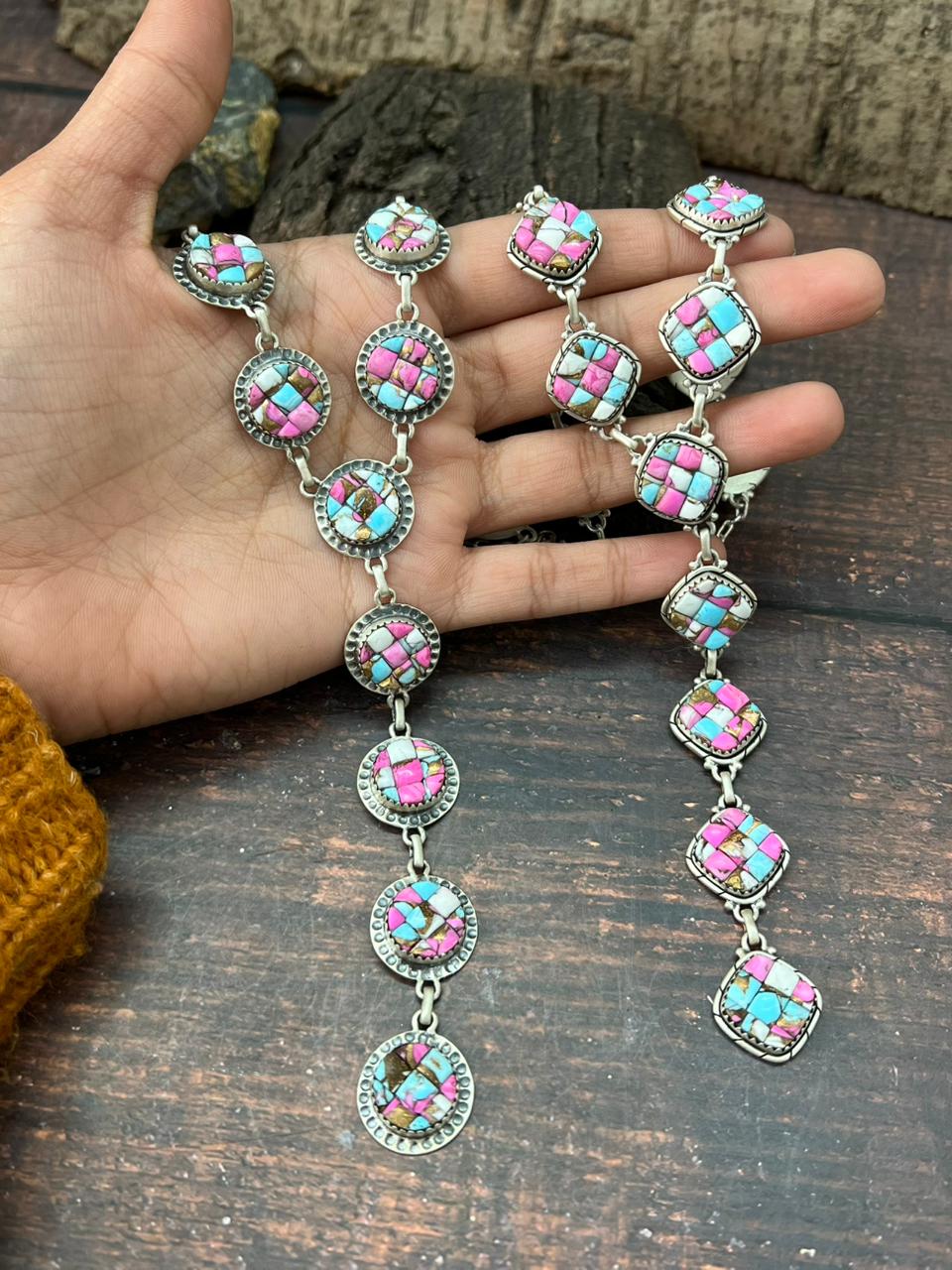 Handmade Sterling Silver Cotton Candy Necklace "Signed Nizhoni"