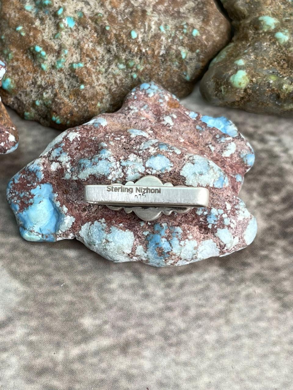 Handmade Sterling Silver Kingman Turquoise Watch Charms with Signed Nizhoni