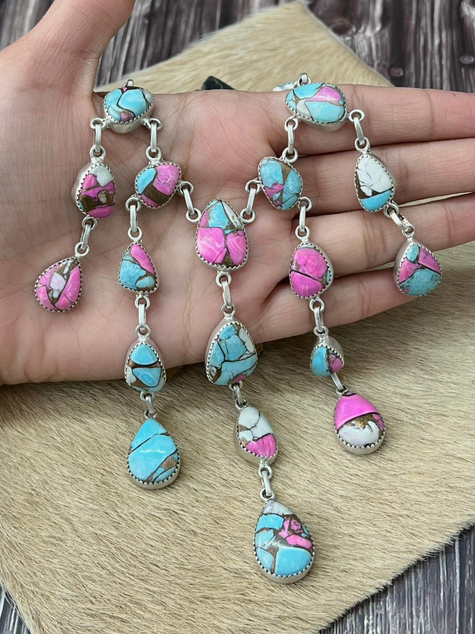 Handmade Sterling Silver Cotton Candy Necklace "Signed Nizhoni"