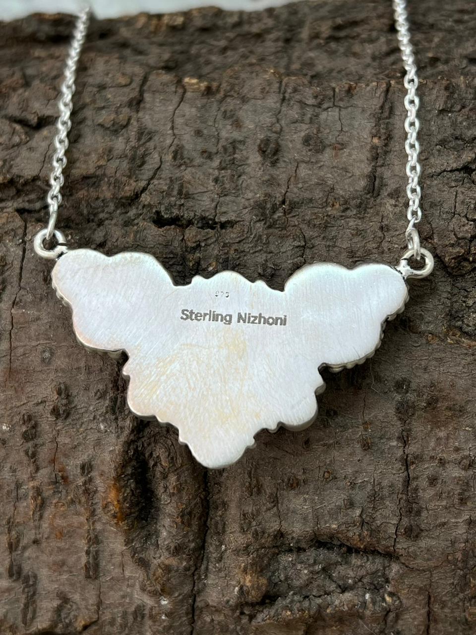 Handmade Sterling Silver Kingman Turquoise Necklace "Signed Nizhoni"