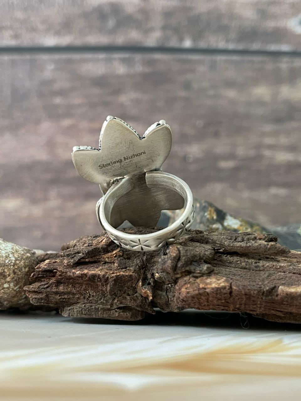 Handmade Sterling Silver Spring Collection: Bumblebee with Kingman Adjustable Ring "Signed Nizhoni"