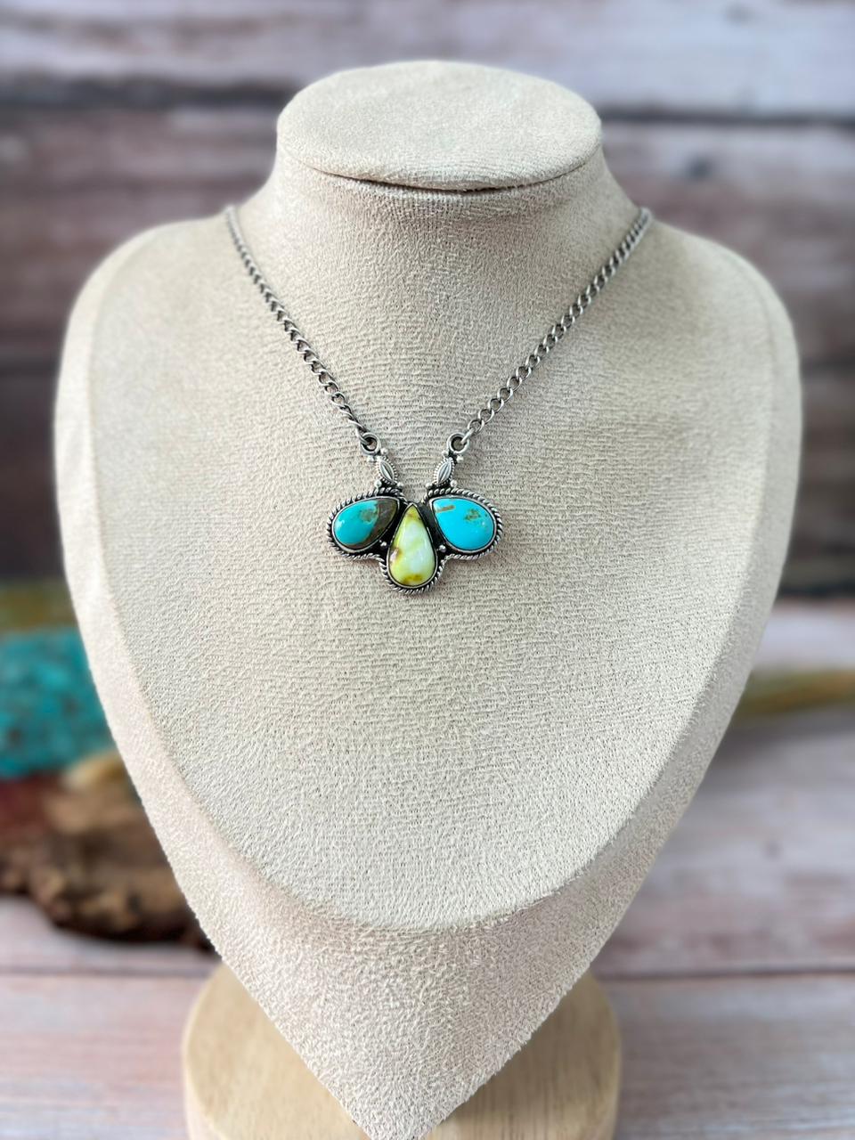 Handmade Sterling Silver Santa Maria with Palomino Necklace "Signed Nizhoni"