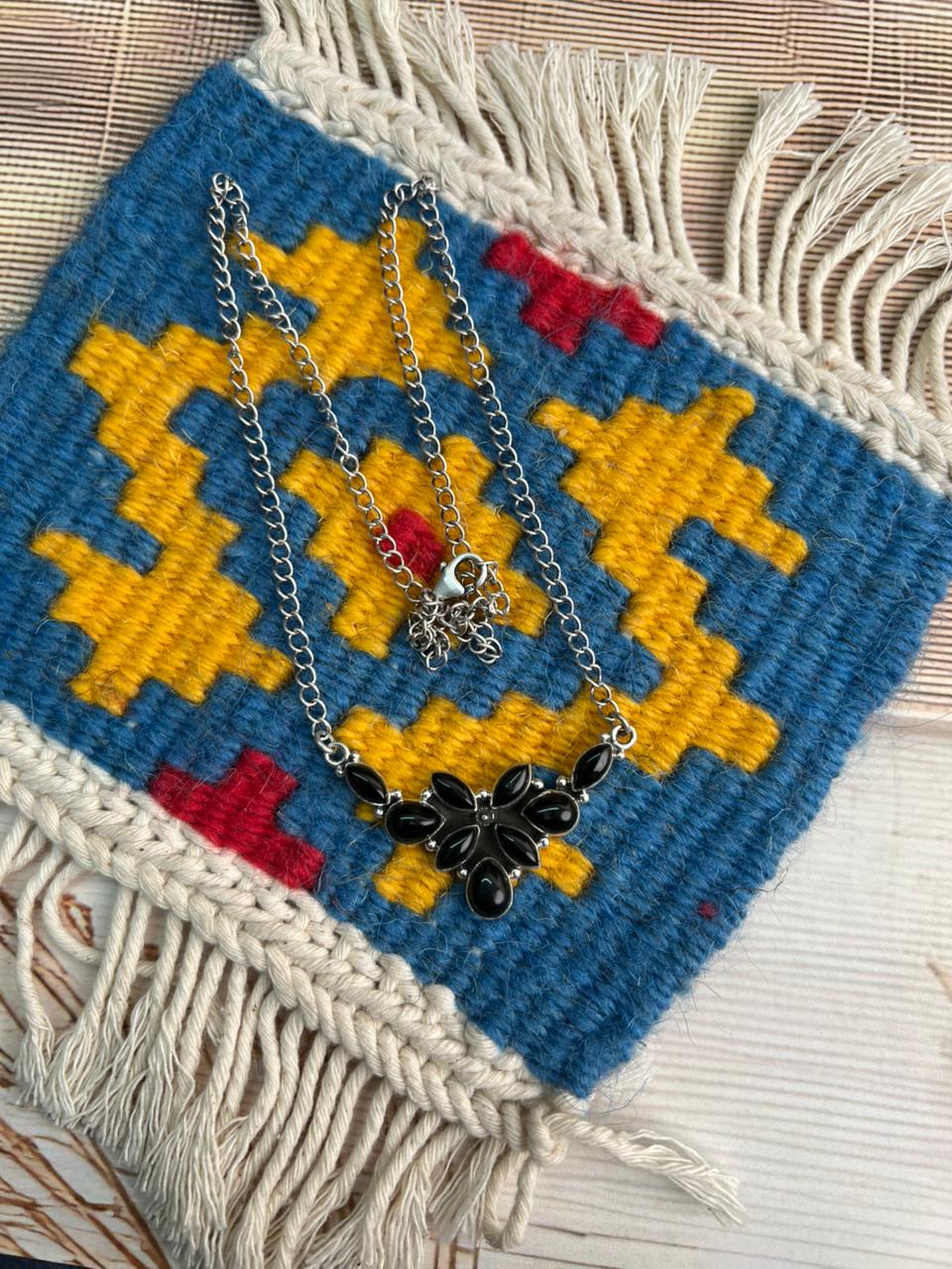 Handmade Sterling Silver Black Onyx Necklace "Signed Nizhoni"