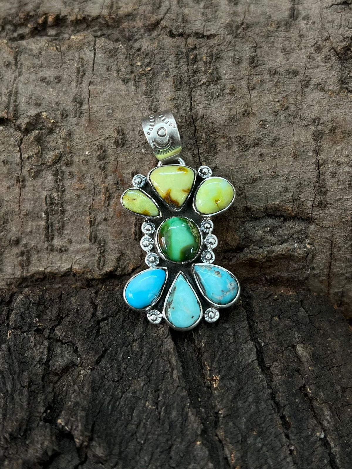 Handmade Sterling Silver Sonoran, White Water, Palomino Pendant "Signed Nizhoni"