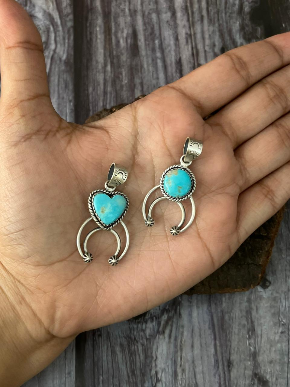 Handmade Sterling Silver Santa Maria Turquoise Pendant "Signed Nizhoni"