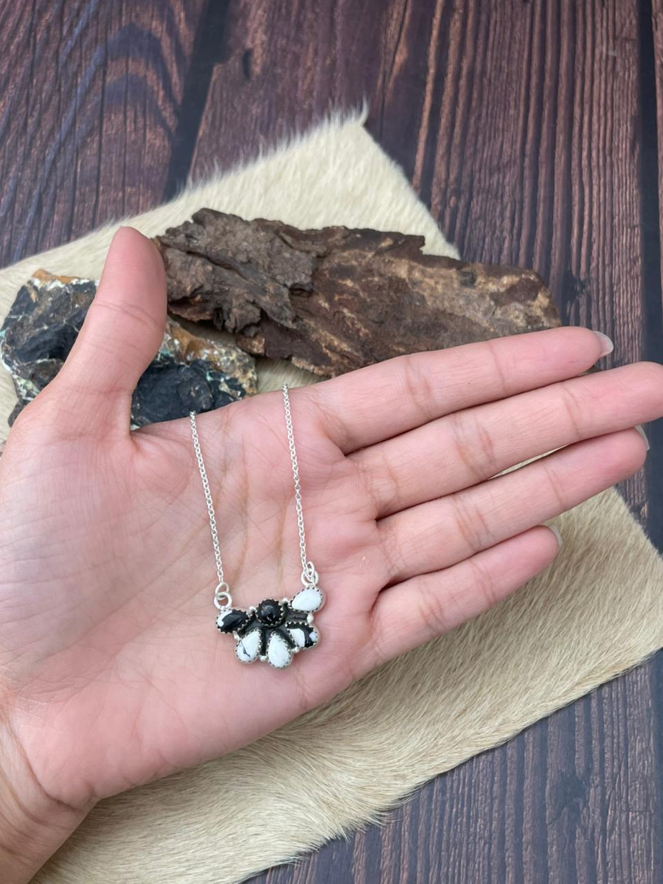 Handmade Sterling Silver White Buffalo Necklace "Signed Nizhoni"