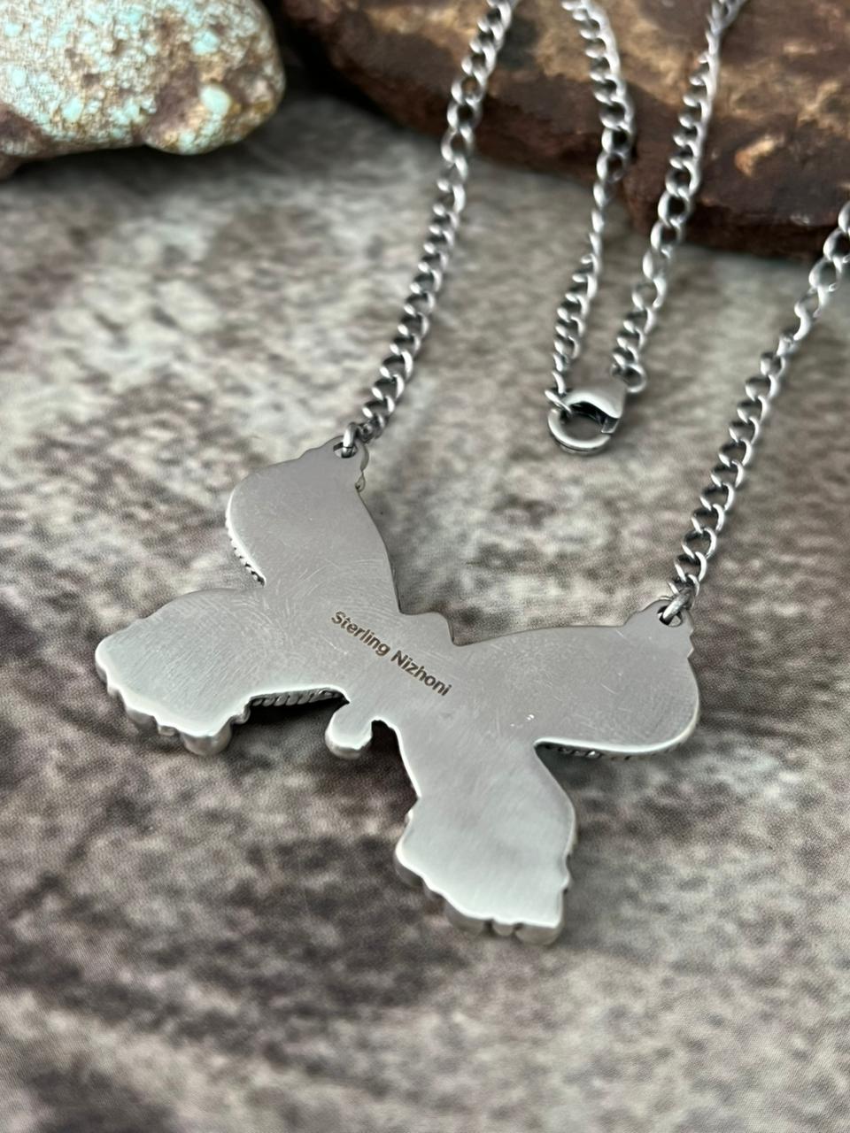 Handmade Sterling Silver Cotton Candy Butterfly Necklace "Signed Nizhoni"