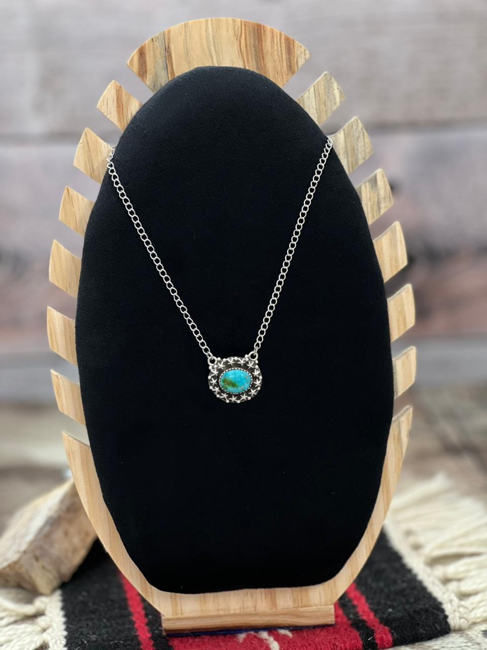 Handmade Sterling Silver Sonoran Mountain Turquoise Necklace "Signed Nizhoni"